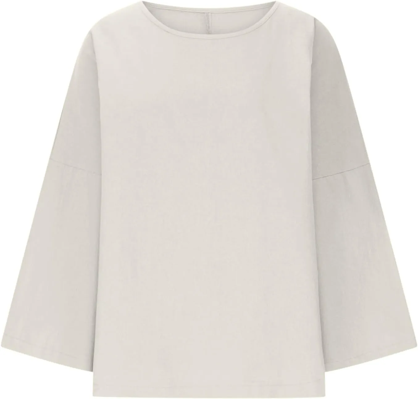 Long Sleeve Cotton Linen Shirts for Women Spring Summer Tops 2025 Blouse Plus Size Tunic Crewneck Tshirts Tees Tunic