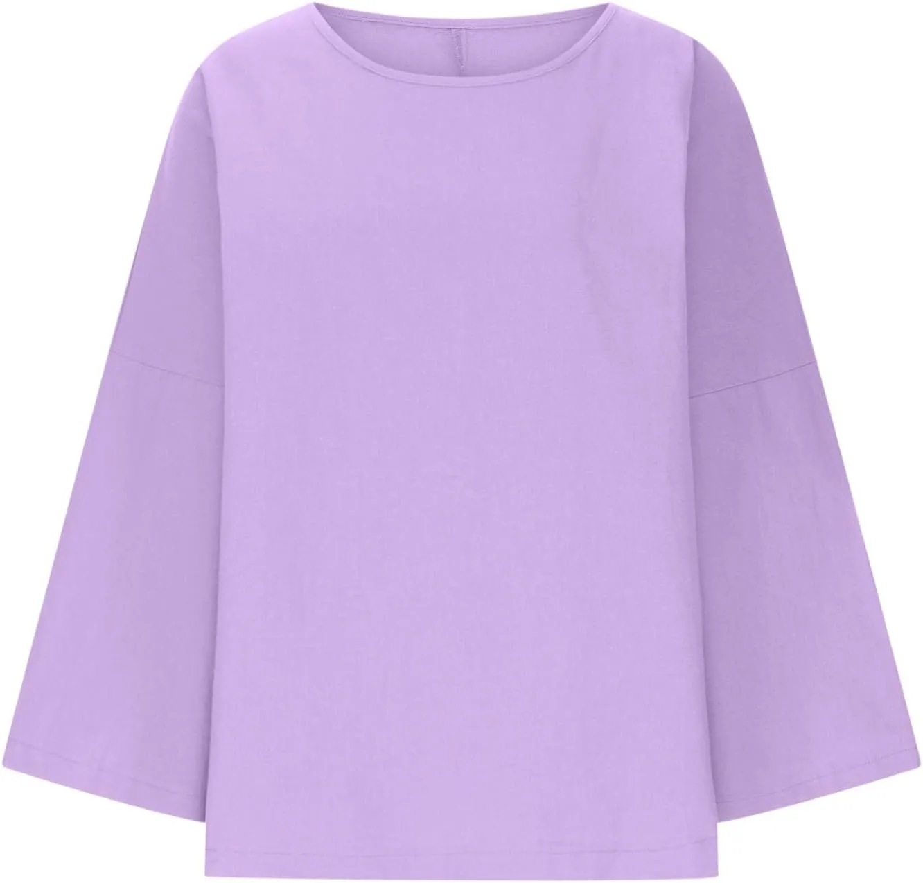 Long Sleeve Cotton Linen Shirts for Women Spring Summer Tops 2025 Blouse Plus Size Tunic Crewneck Tshirts Tees Tunic