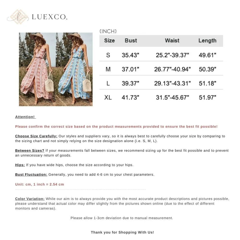 Luexco Boho Chic Backless Bandage Slit Dress