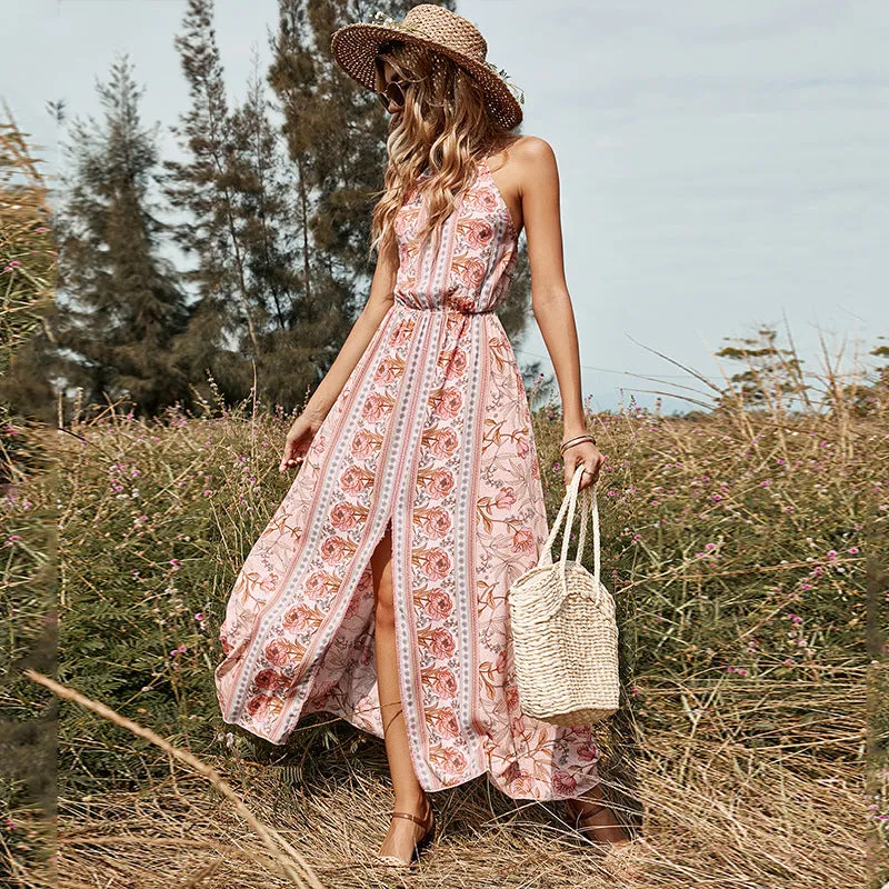 Luexco Boho Chic Backless Bandage Slit Dress