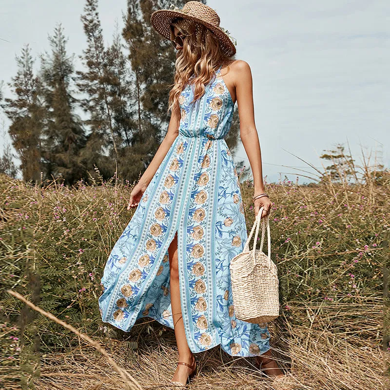 Luexco Boho Chic Backless Bandage Slit Dress