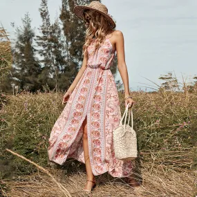 Luexco Boho Chic Backless Bandage Slit Dress