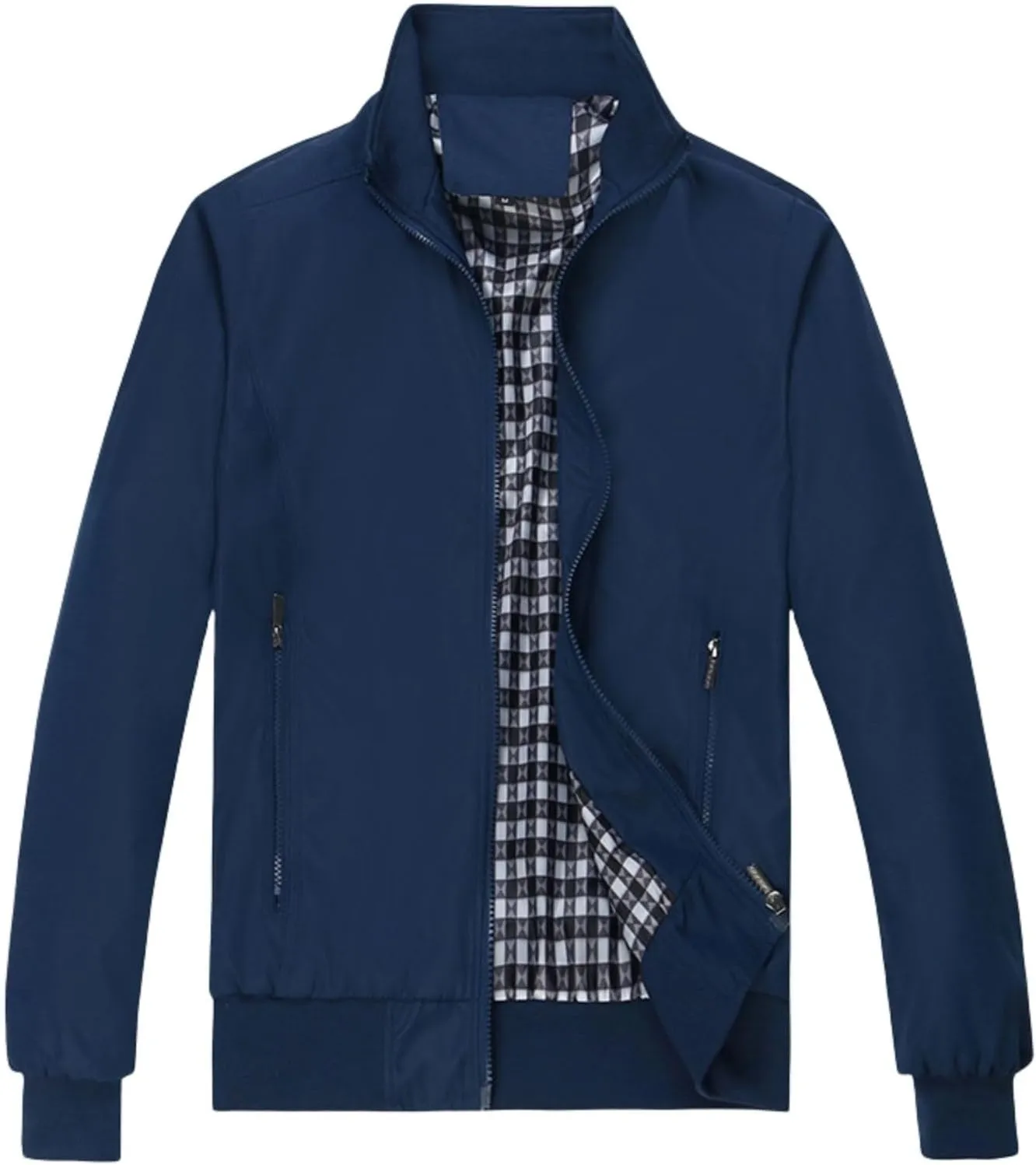 Men's Lightweight Bomber Jacket Breathable Spring Fall Full Zip Thin Windbreaker Outdoor Recreation Coat for Business