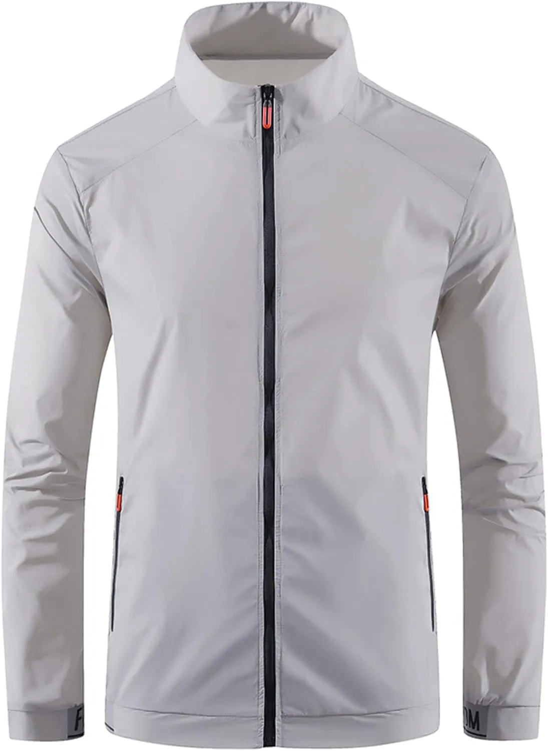 Men's Lightweight Windbreaker Breathable Waterproof Hooded Rain Jacket Zip Sun Protection Hoodie Jackets Outdoor Coats