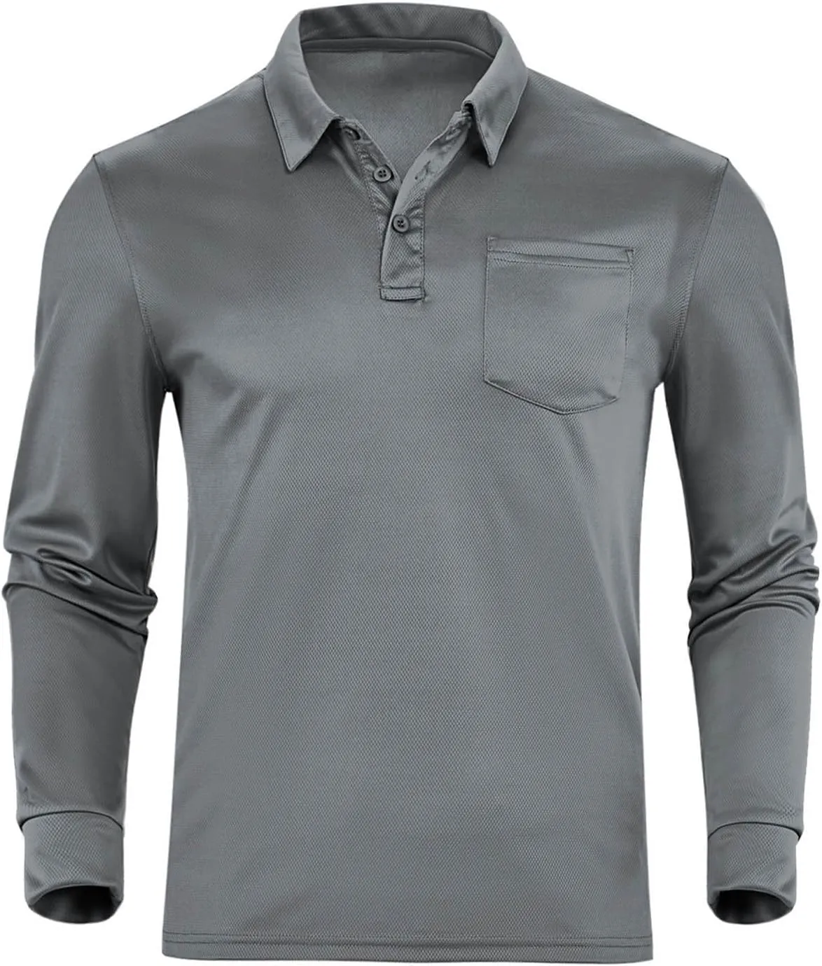 Mens Long Sleeve Polo Shirts Jersey Golf Shirt UPF 50  Quick Dry Button Casual Work Outdoor Lightweight Stylish Top