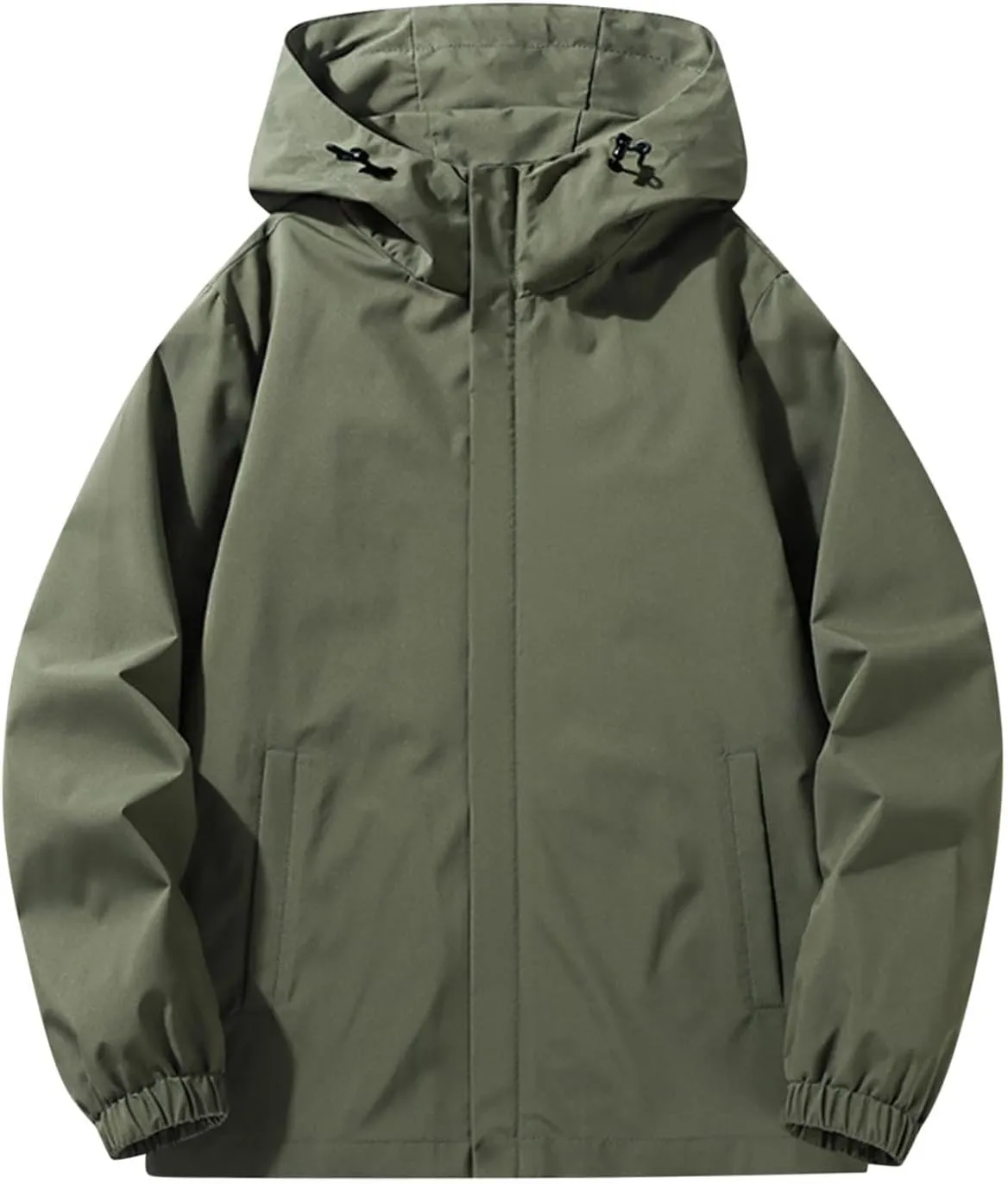 Mens Outdoor Hiking Trench Coat Casual Solid Windproof Hooded Jacket Breathable Athletic Running Mountaineering Suit