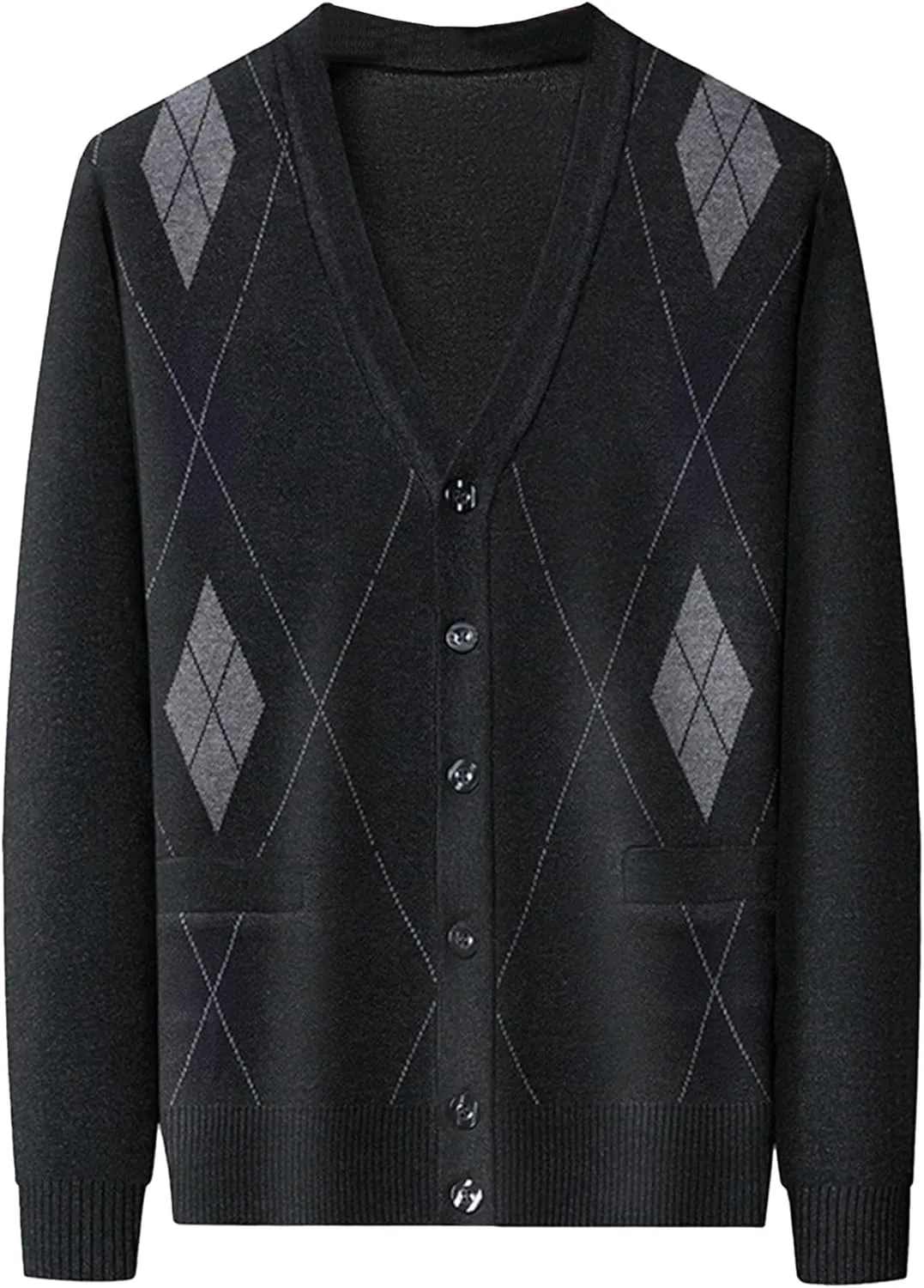 Mens Soft Breathable Buttons Sweater V-Neck Slim Fit Long Sleeve Sweaters Classic Fashion Casual Cardigan