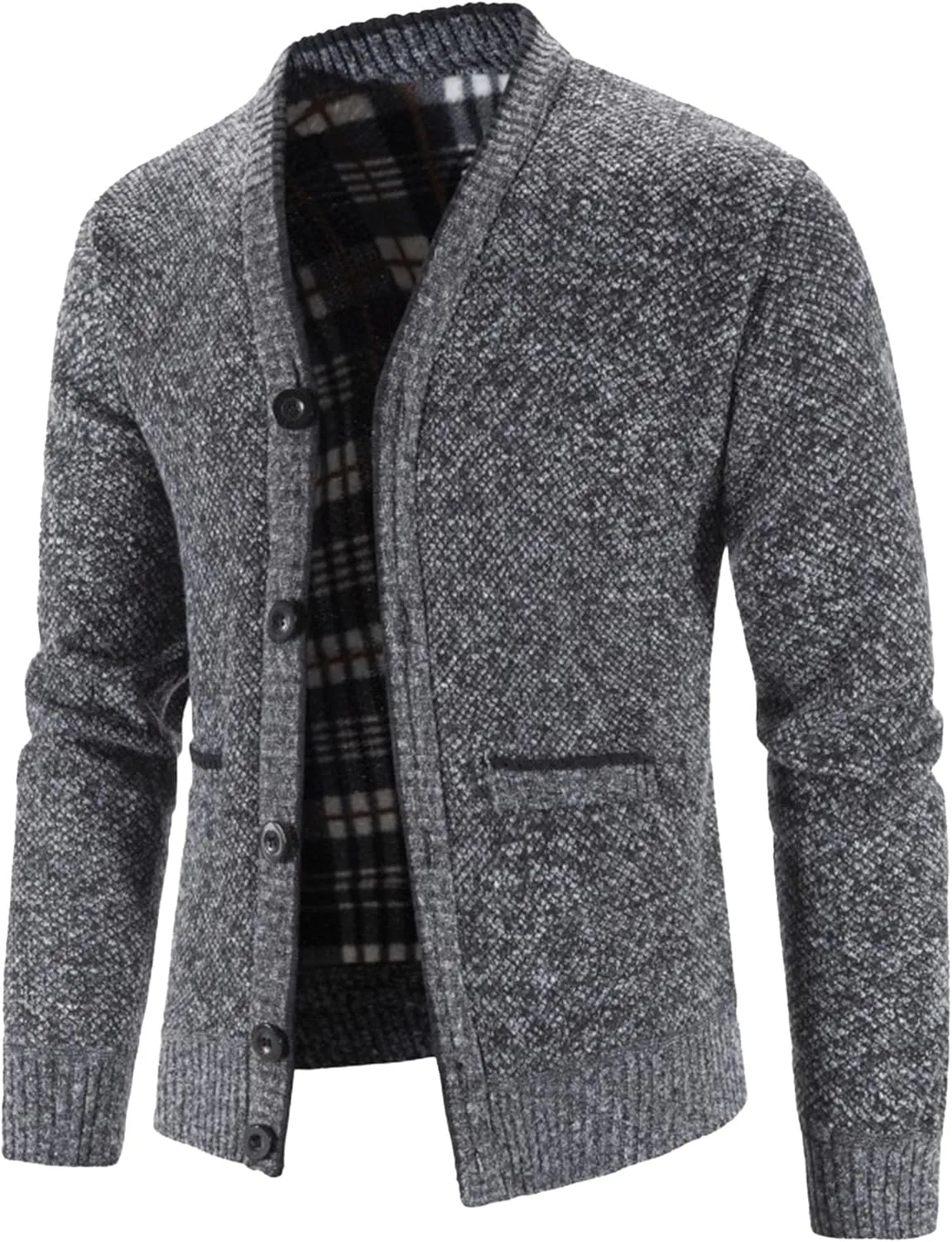 Men's V-Neck Stretchy Button Sweater Soft Warm Cardigan Coats Regular Fit Plus Size Breathable Jackets