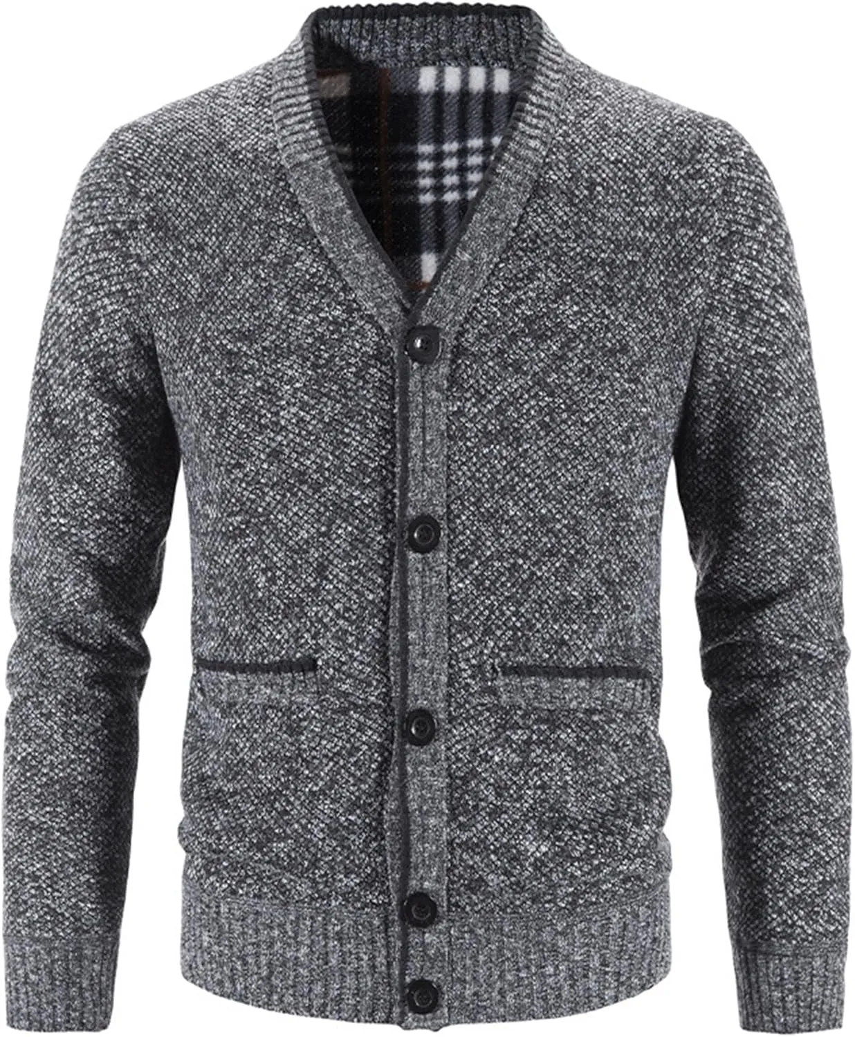 Men's V-Neck Stretchy Button Sweater Soft Warm Cardigan Coats Regular Fit Plus Size Breathable Jackets