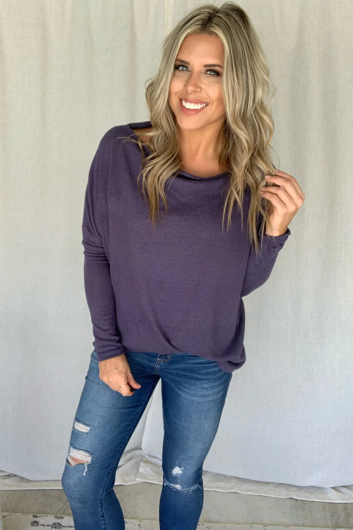 NAVY OTS KNIT TUNIC TOP