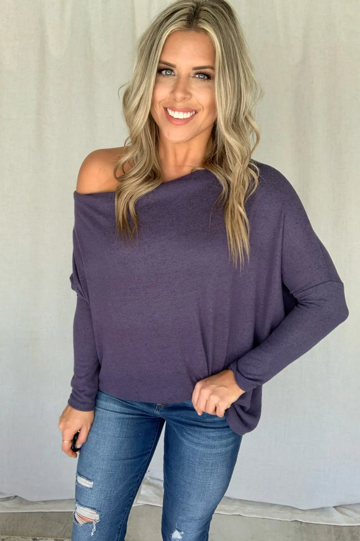 NAVY OTS KNIT TUNIC TOP