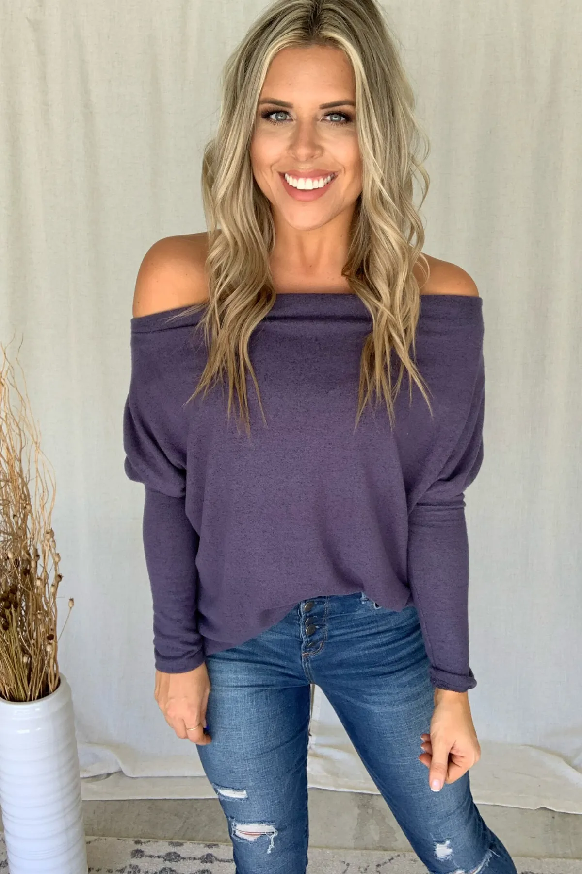 NAVY OTS KNIT TUNIC TOP