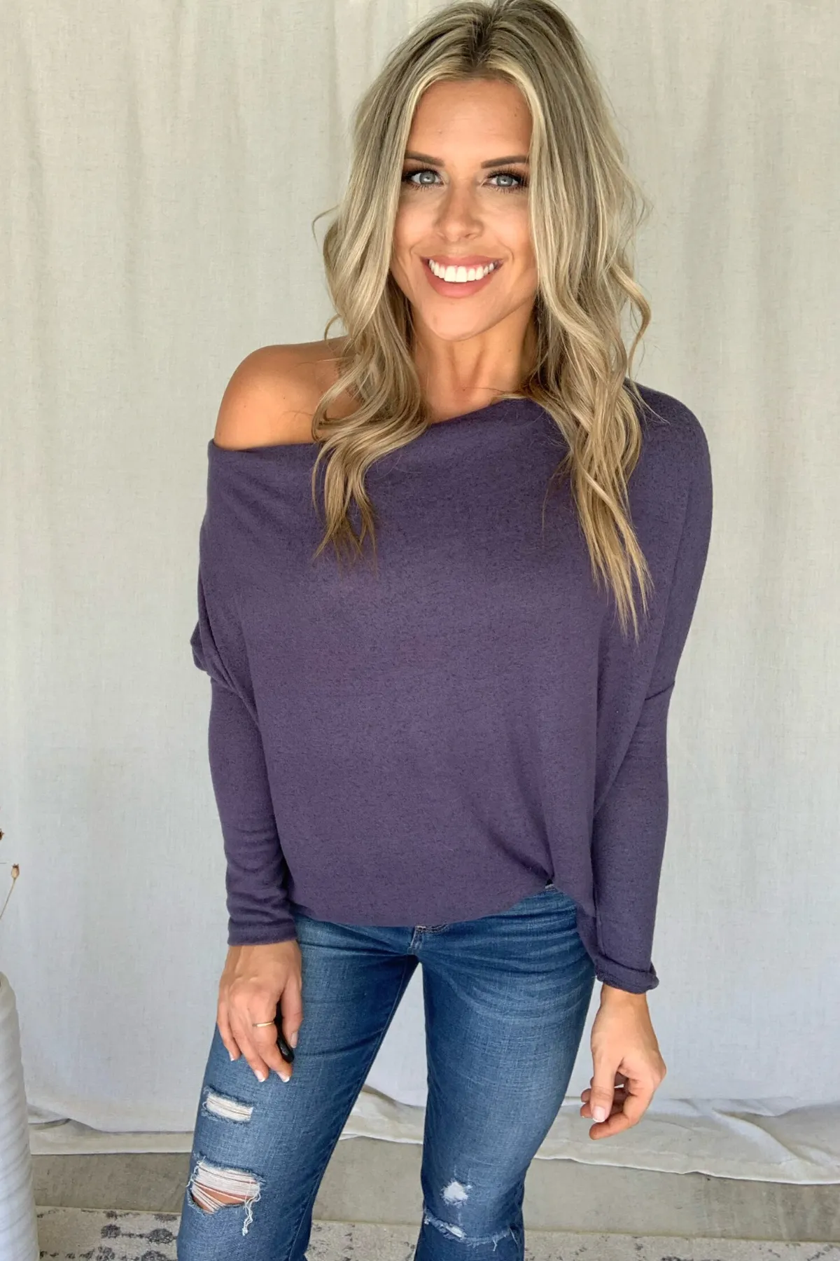 NAVY OTS KNIT TUNIC TOP