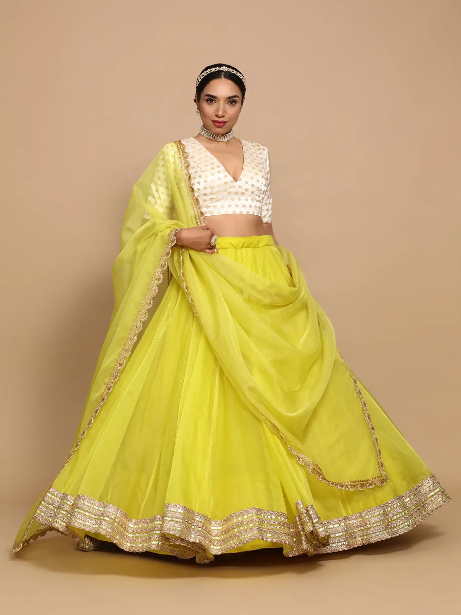 Nida x Tyohaar | Elbow Sleeves Satin Viscose Saree Blouse in Cream Butta Fabric