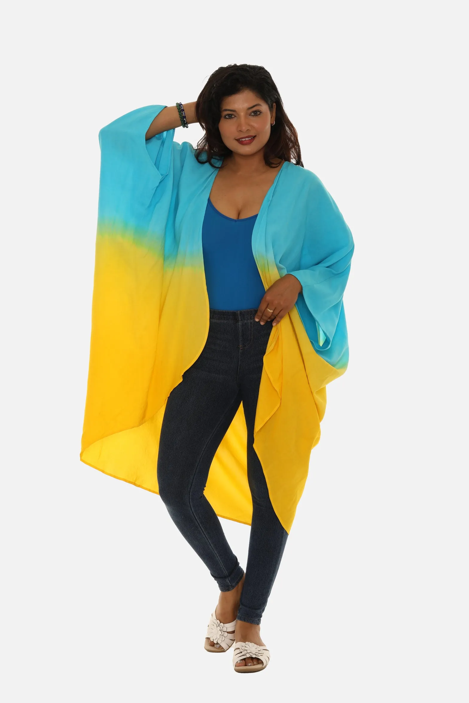 Ombré Three-Quarter Sleeve Cardigan