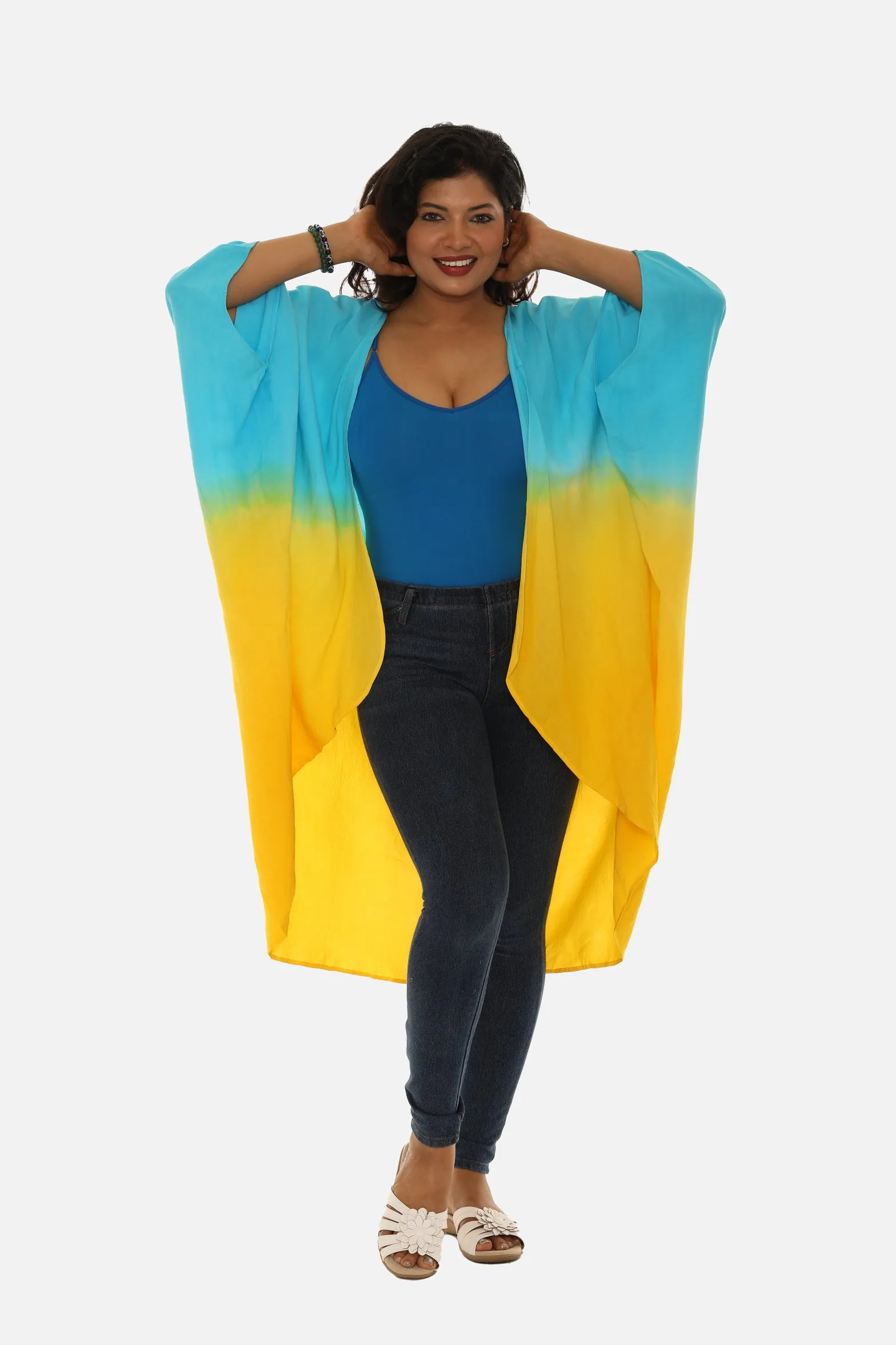 Ombré Three-Quarter Sleeve Cardigan