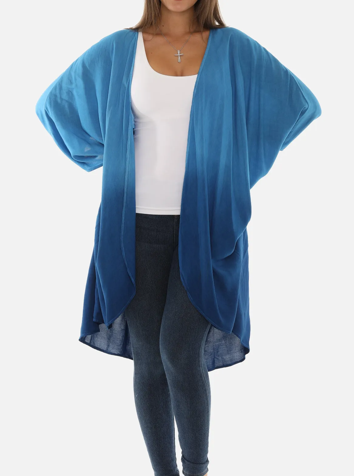 Ombré Three-Quarter Sleeve Cardigan