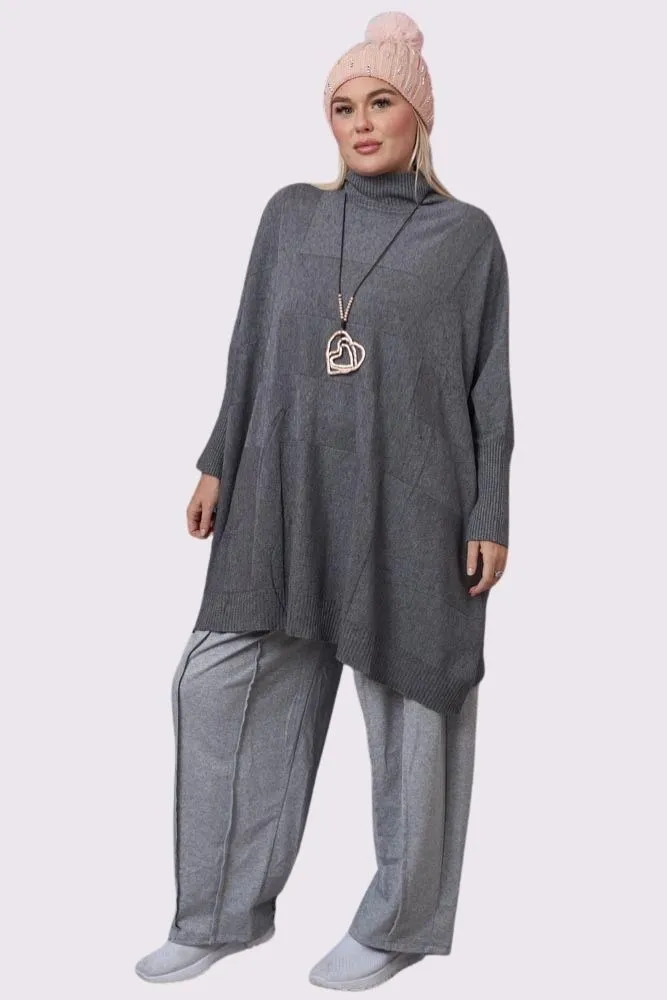 Plain Ribbed Hem Soft Feel Tunic Top