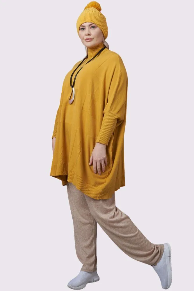 Plain Ribbed Hem Soft Feel Tunic Top