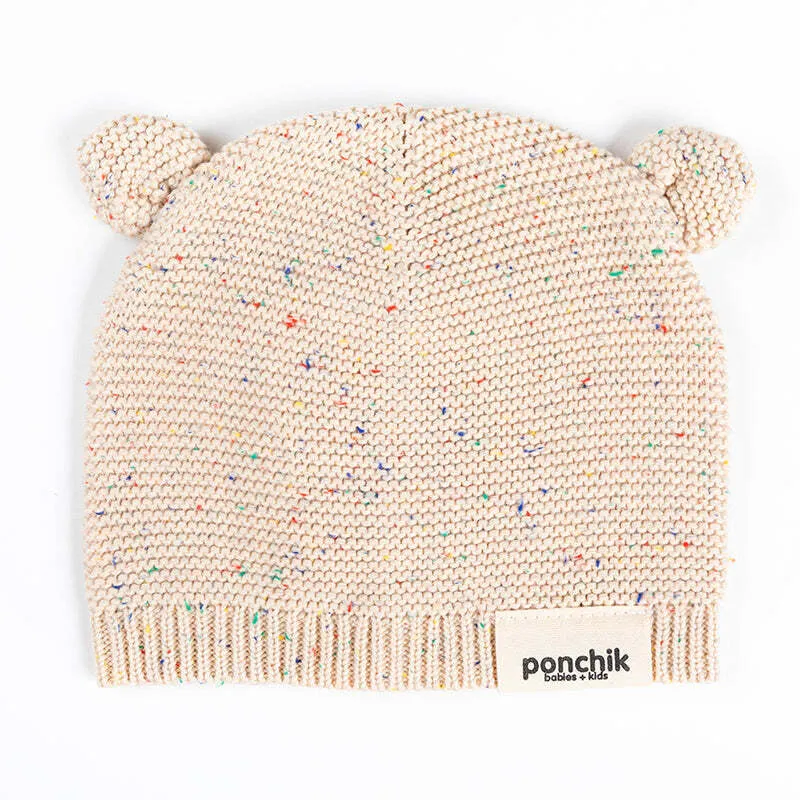 Ponchik Babies   Kids Bear Knitted Beanie Hat - Carmel