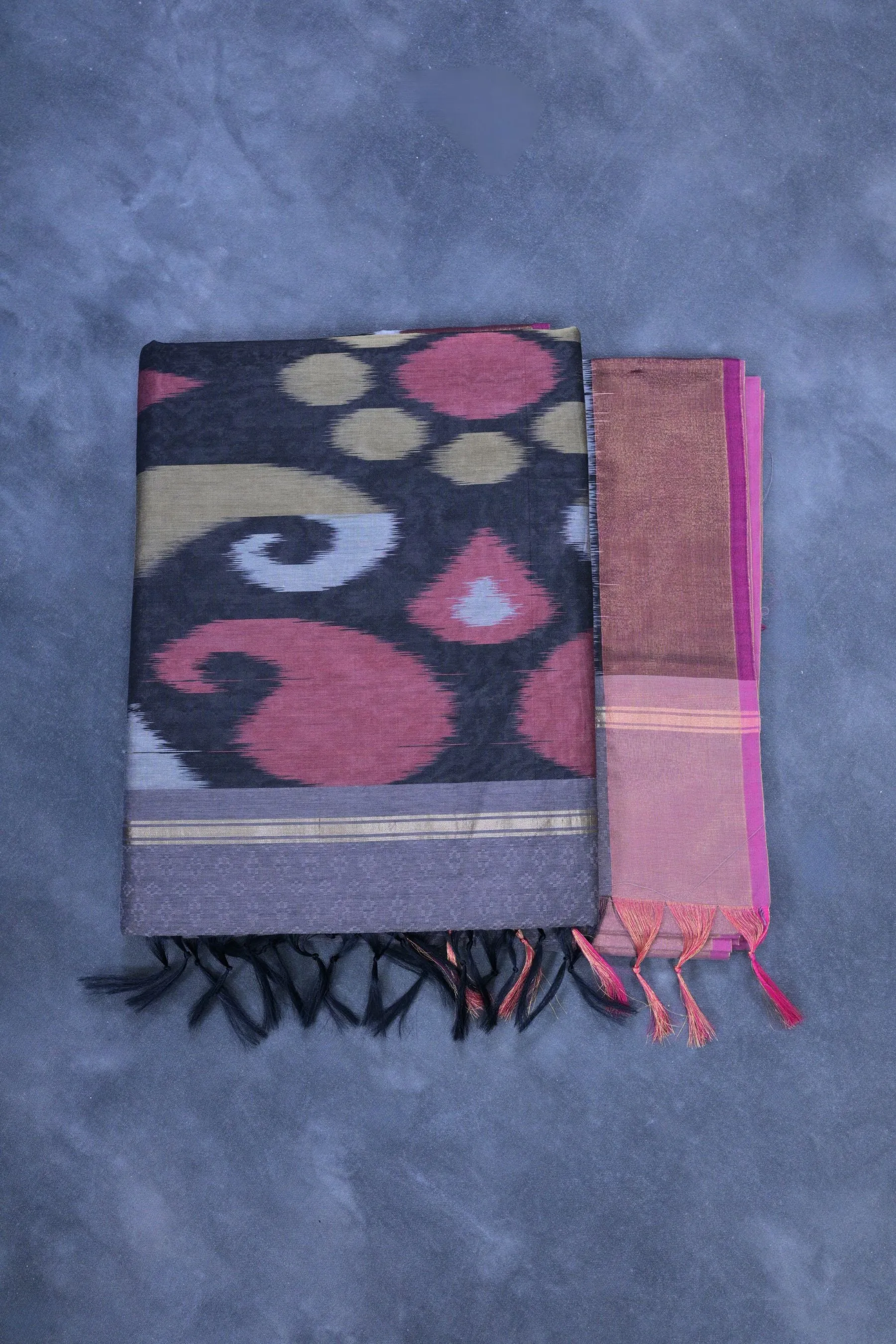 Premium Soft Cotton Saree With Pochampally Ikkat Pallu & Zari Border