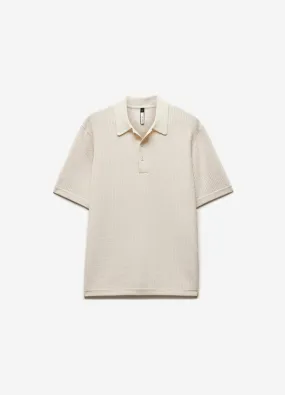 Relaxed Textured Knit Polo Cream
