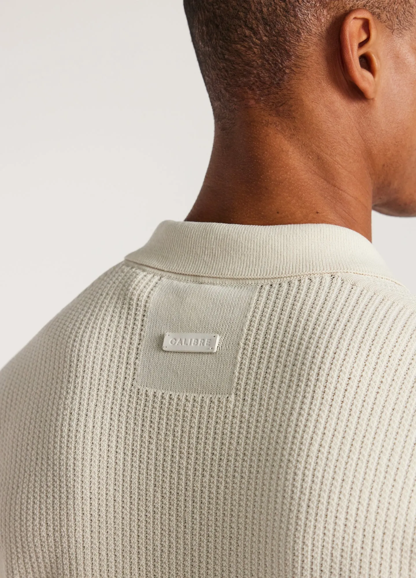 Relaxed Textured Knit Polo Cream
