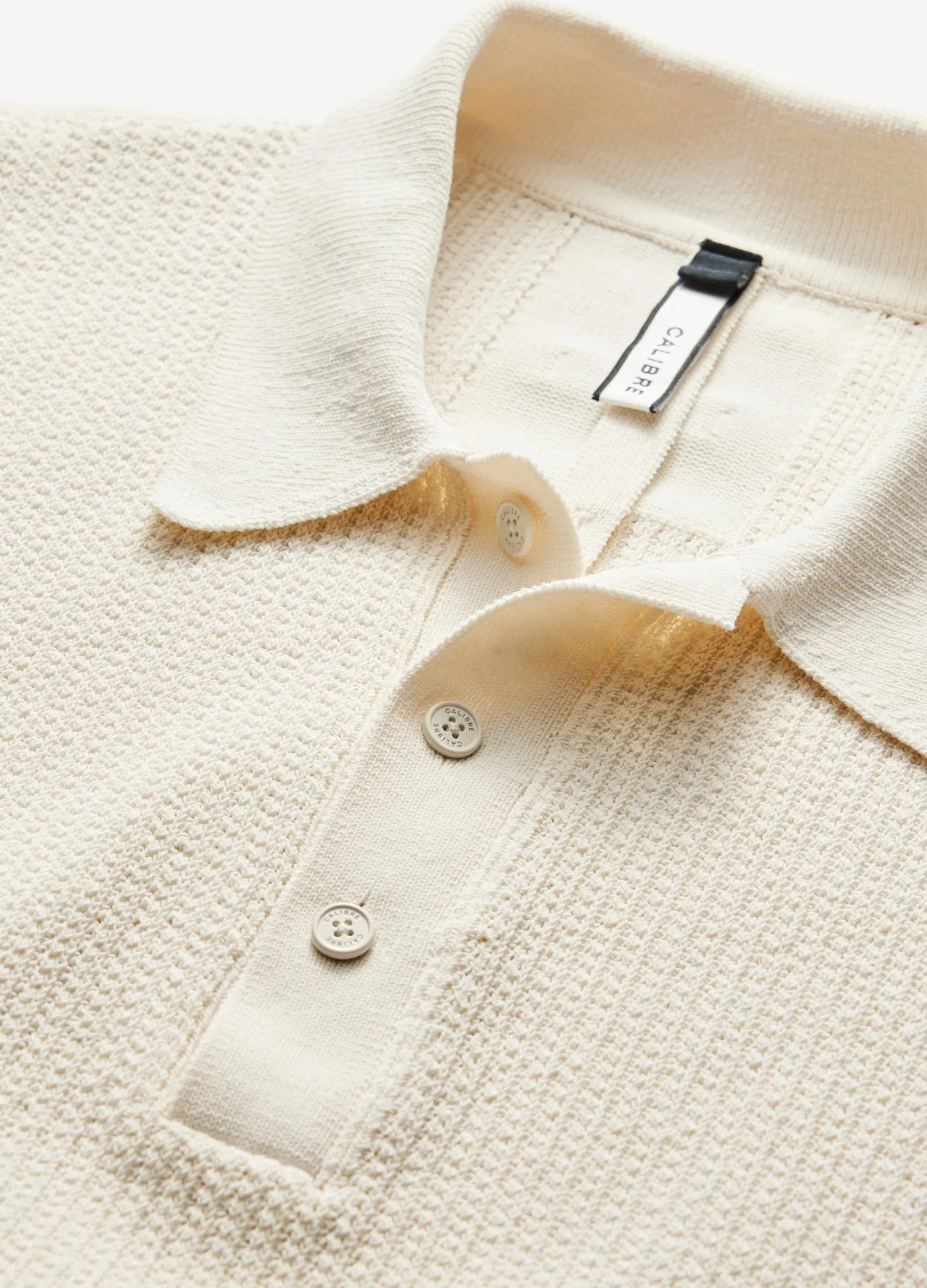 Relaxed Textured Knit Polo Cream