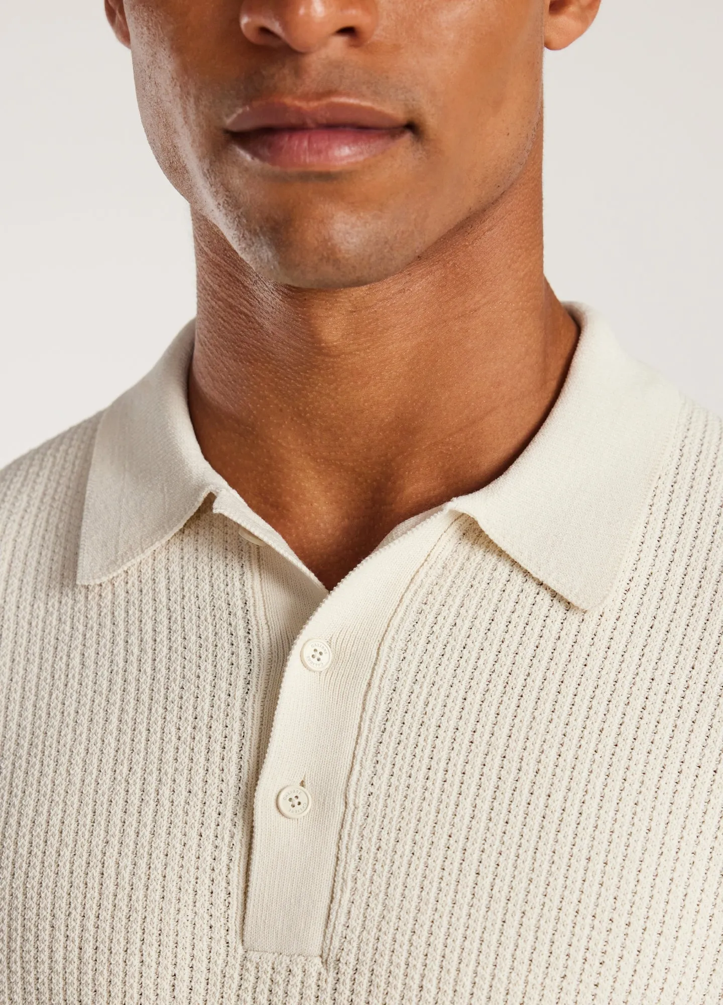 Relaxed Textured Knit Polo Cream