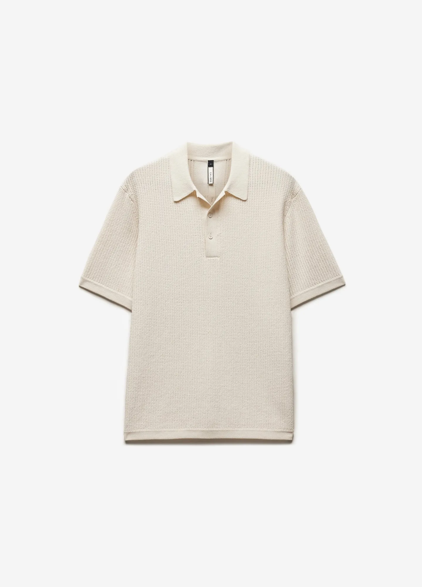 Relaxed Textured Knit Polo Cream