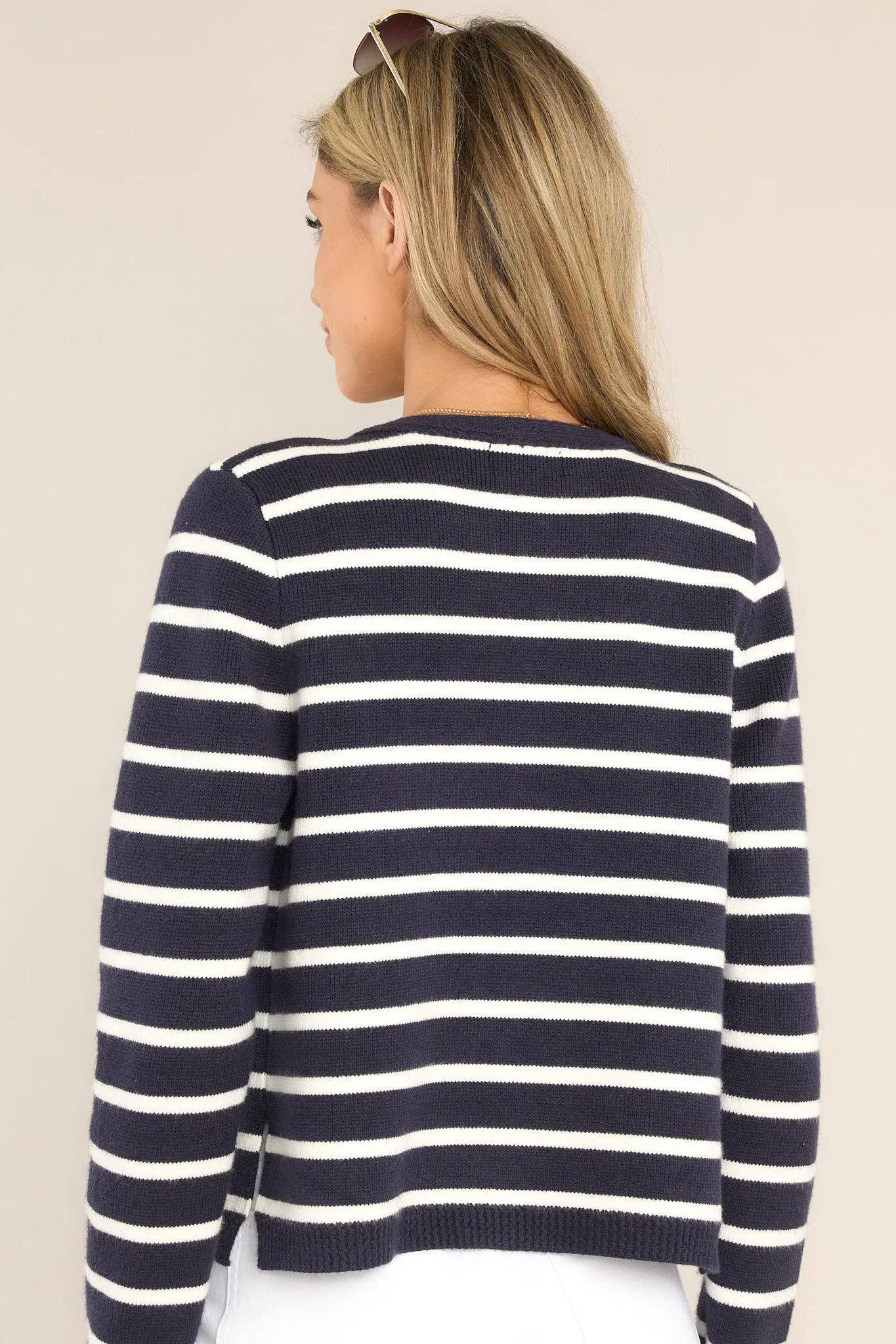 Retail Therapy Navy & White Striped Cardigan