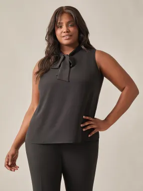 Sleeveless Bow Neck Blouse, Black