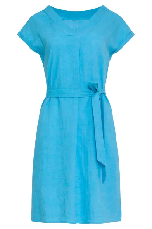 Smashed Lemon Sky Blue Linen Short Dress