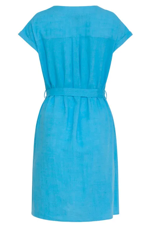 Smashed Lemon Sky Blue Linen Short Dress