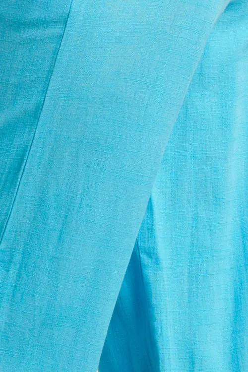 Smashed Lemon Sky Blue Linen Short Dress