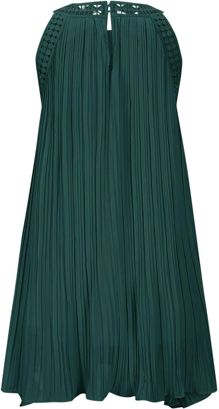 Summer Dresses for Women 2025 Loose Crew Neck Sleeveless Casual Sundress Fashion Vacation Solid Color Beach Dress