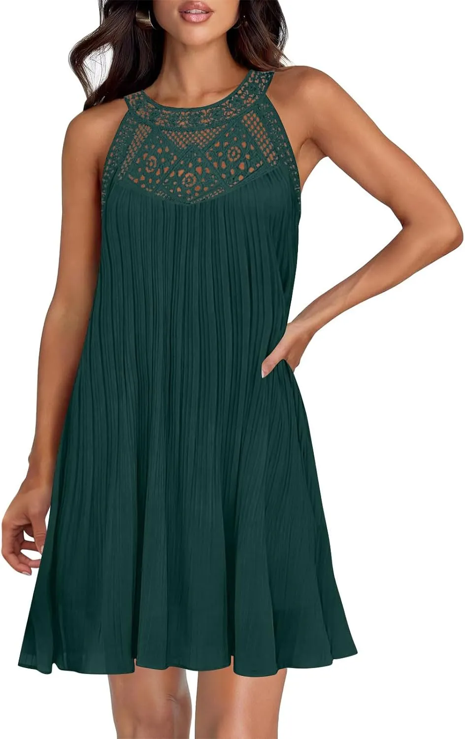 Summer Dresses for Women 2025 Loose Crew Neck Sleeveless Casual Sundress Fashion Vacation Solid Color Beach Dress