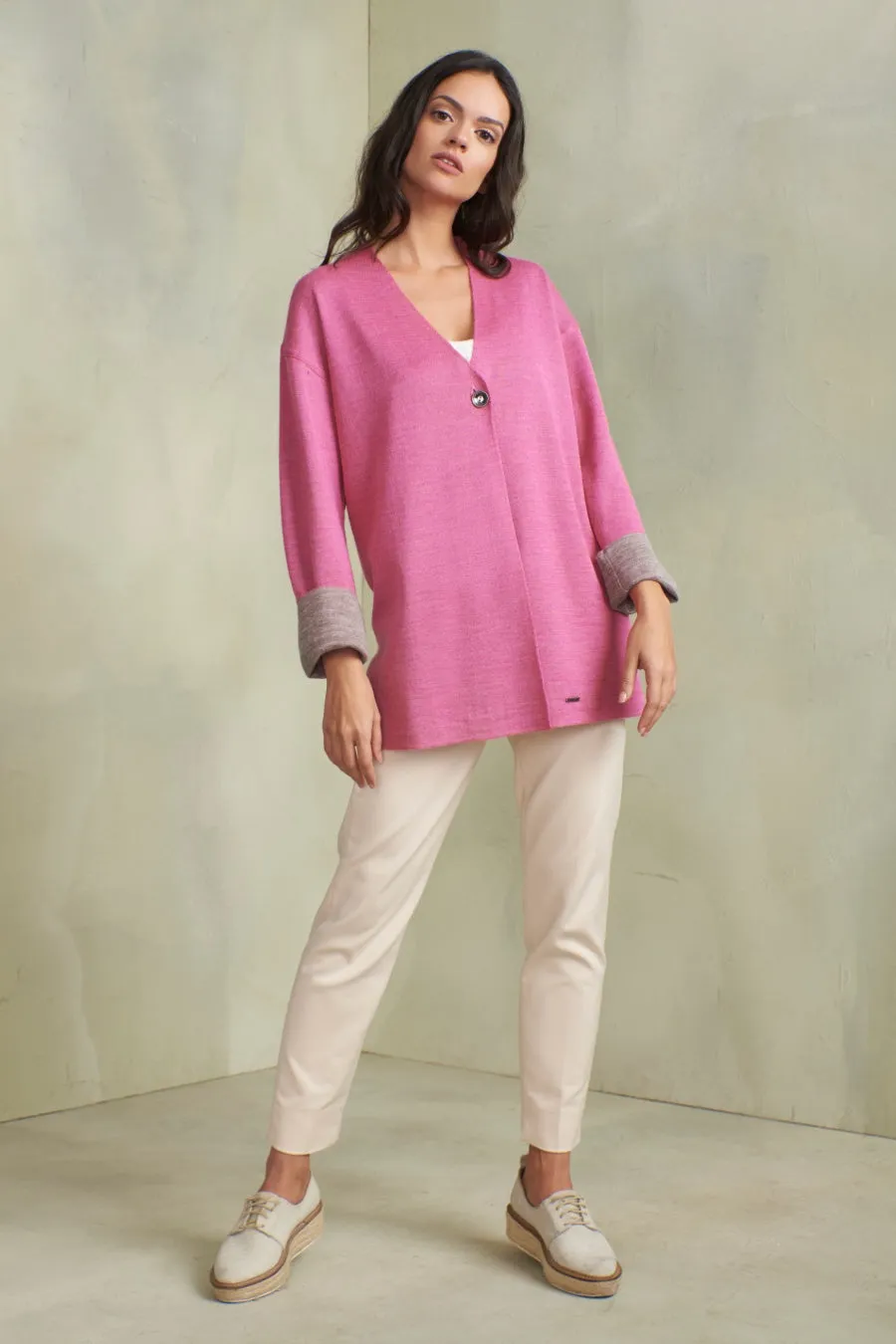 Tobago Cardigan Baby Alpaca Color Lilarose&Thunder