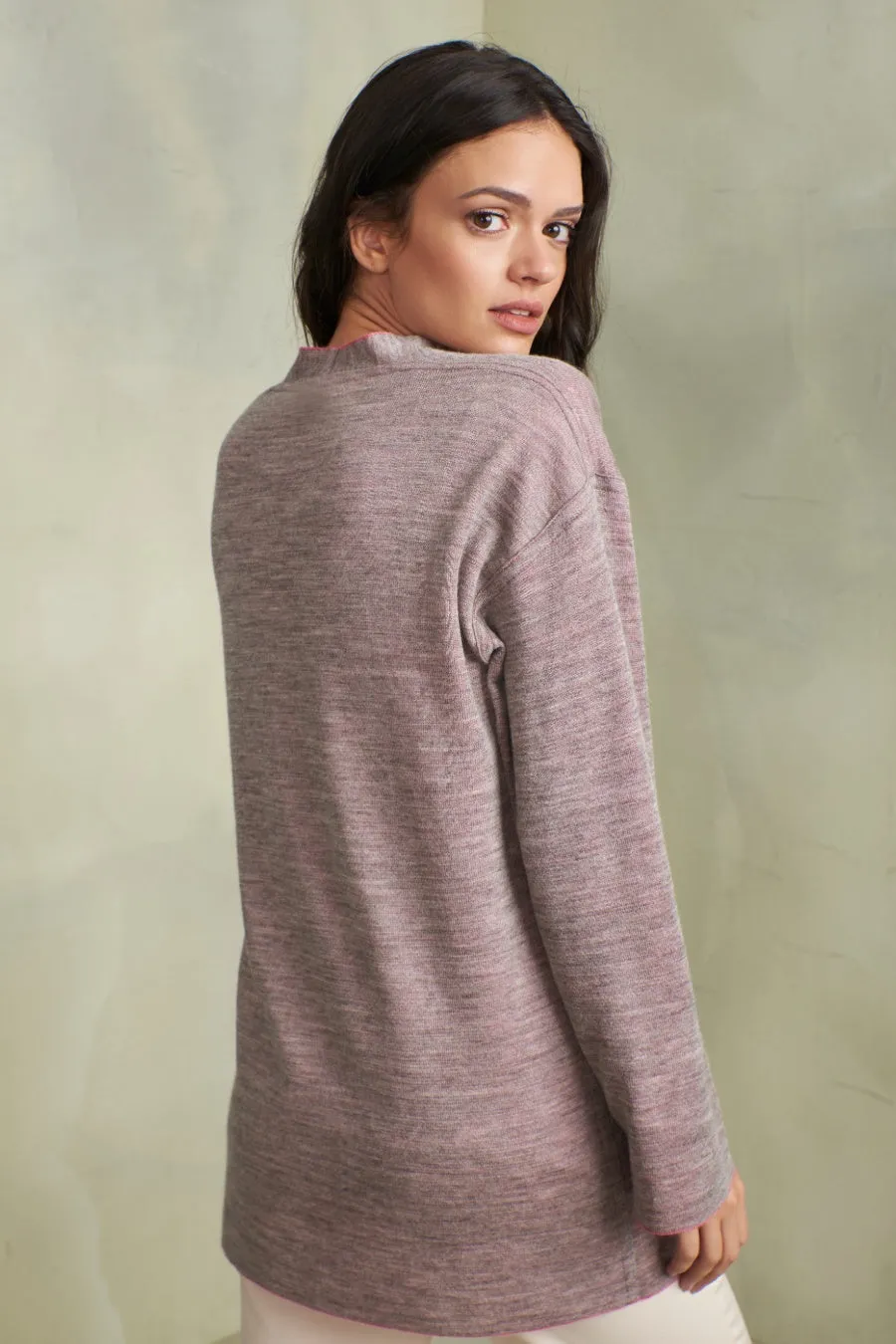 Tobago Cardigan Baby Alpaca Color Lilarose&Thunder