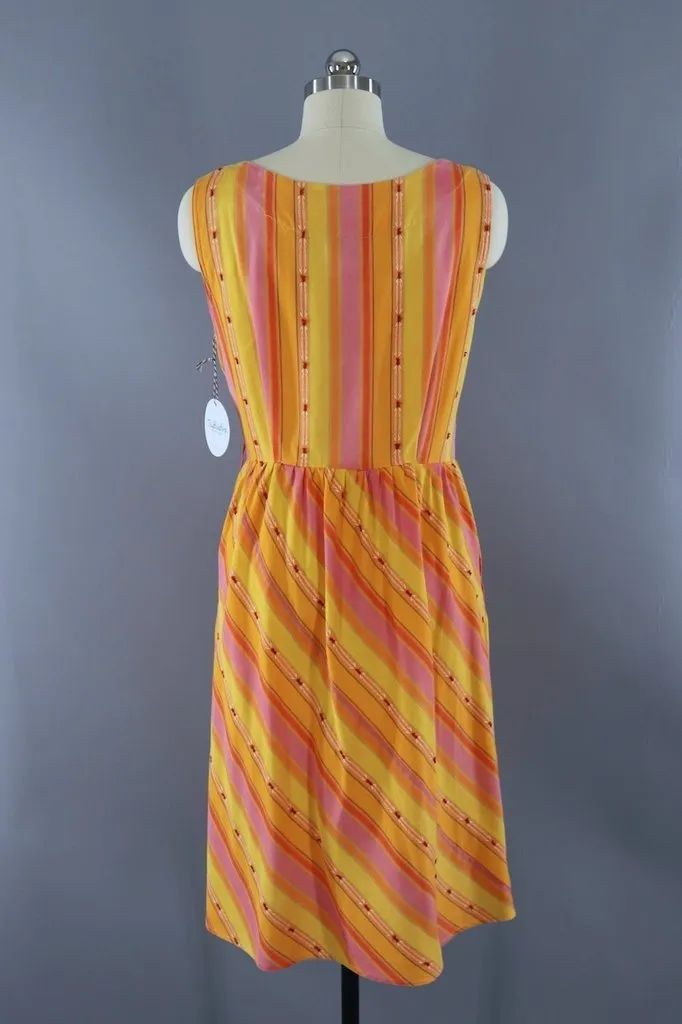 Vintage Orange & Pink Stripe Sundress