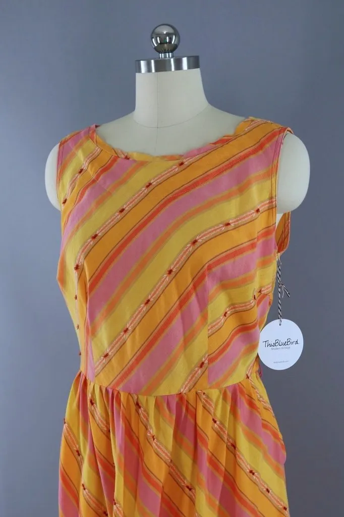 Vintage Orange & Pink Stripe Sundress