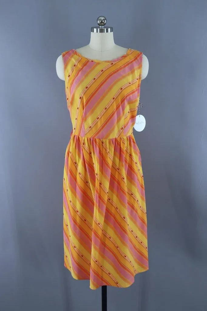 Vintage Orange & Pink Stripe Sundress