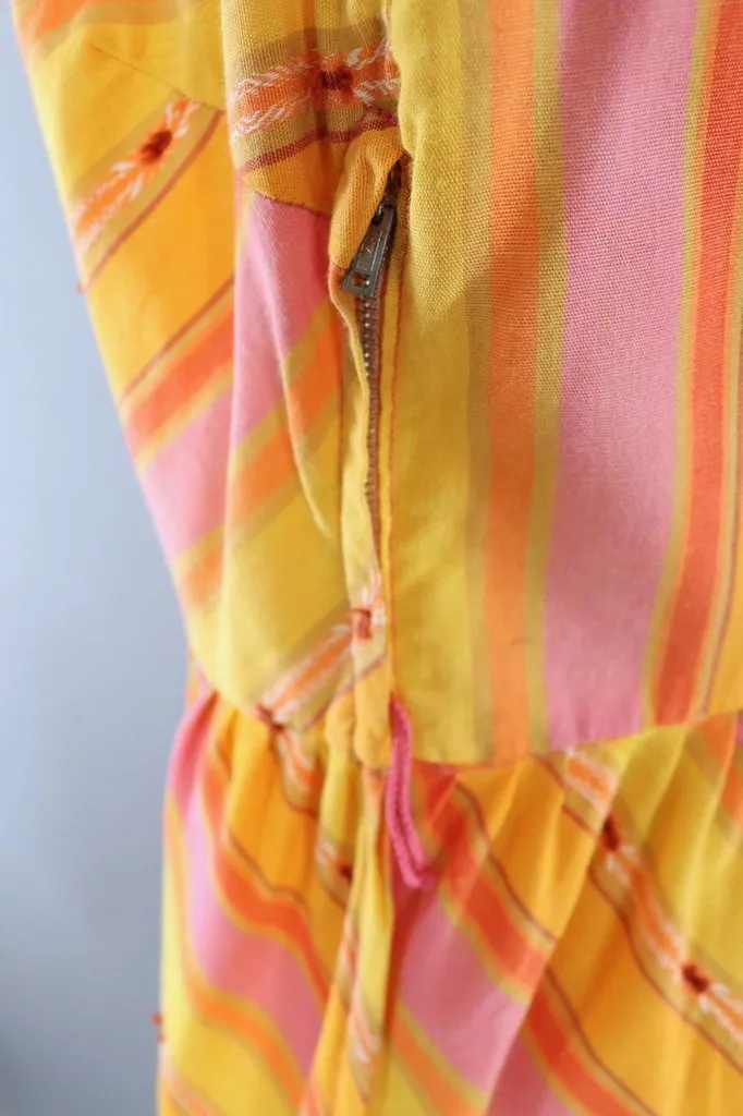 Vintage Orange & Pink Stripe Sundress