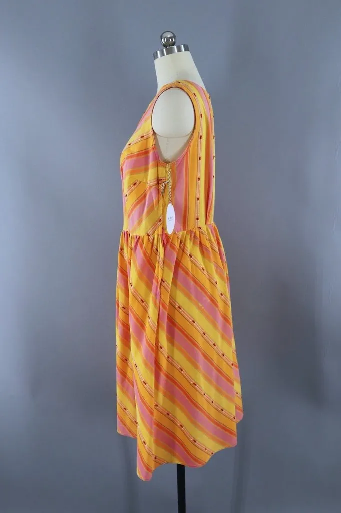 Vintage Orange & Pink Stripe Sundress
