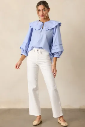 Walk With Me Sky Blue Floral Embroidered Blouse