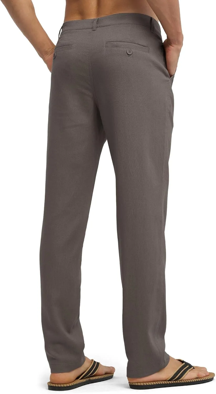 Willit Men's Linen Pants Casual Linen Dress Pants Beach Summer Lightweight Trousers 28" 30" 32"