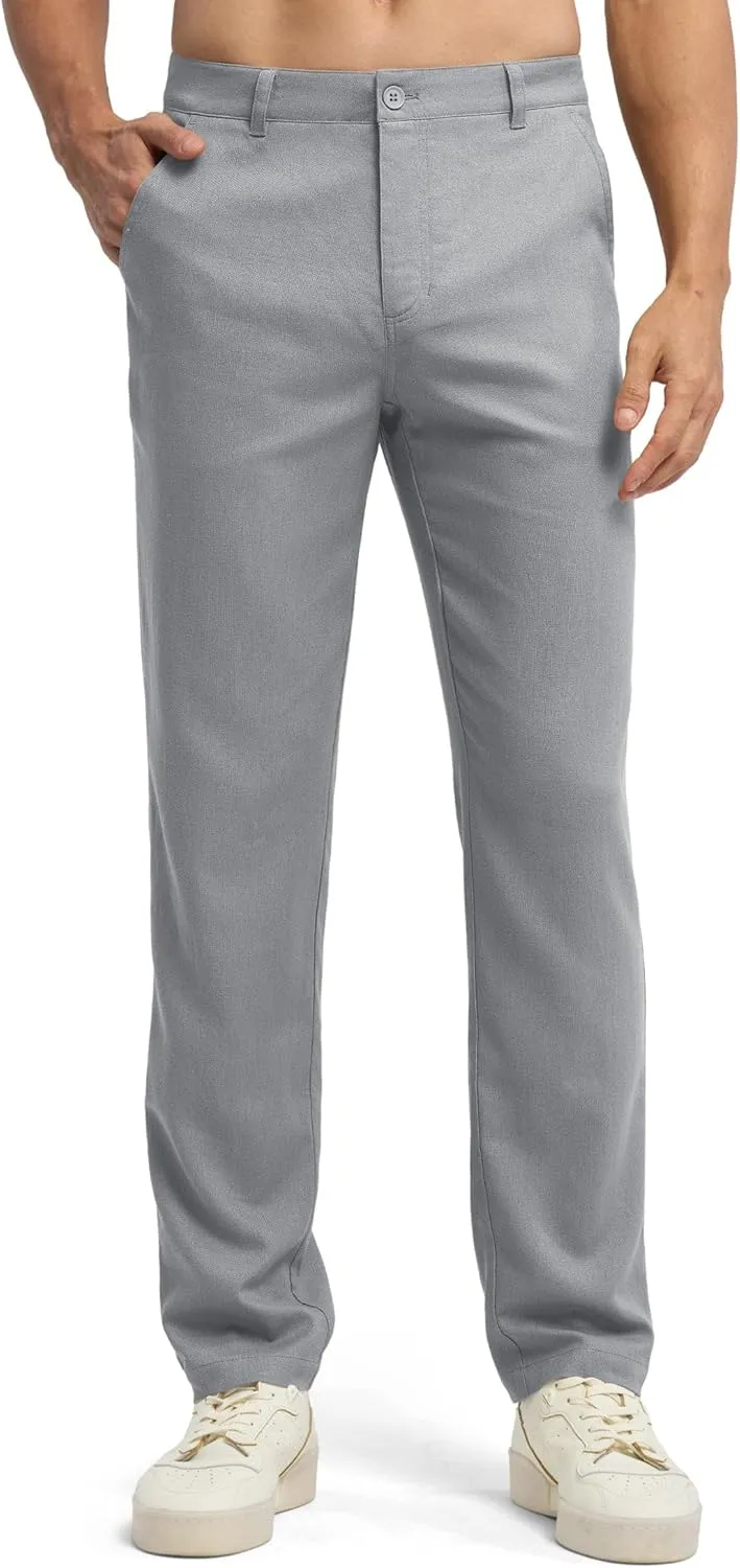 Willit Men's Linen Pants Casual Linen Dress Pants Beach Summer Lightweight Trousers 28" 30" 32"