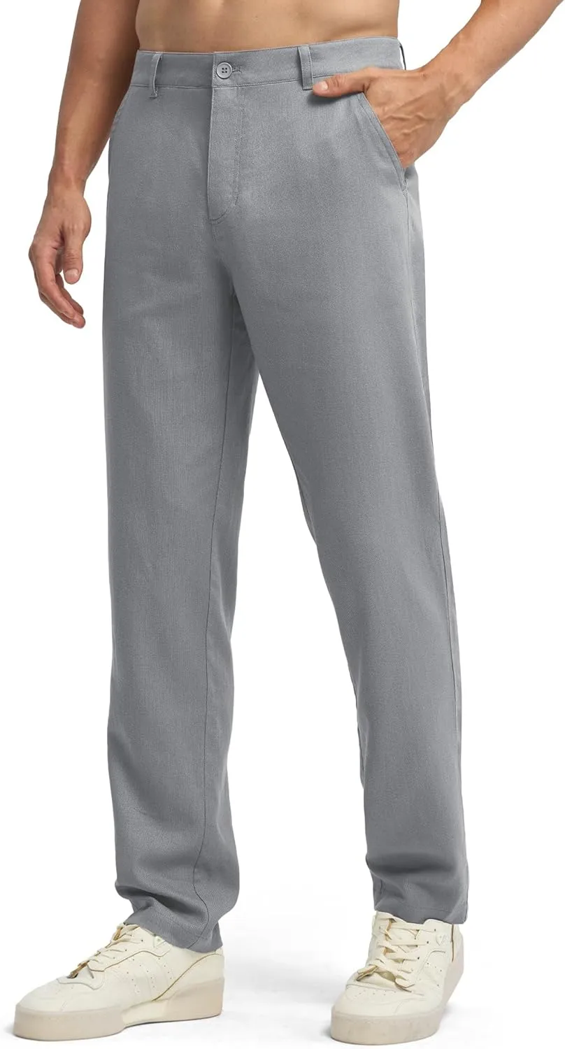 Willit Men's Linen Pants Casual Linen Dress Pants Beach Summer Lightweight Trousers 28" 30" 32"