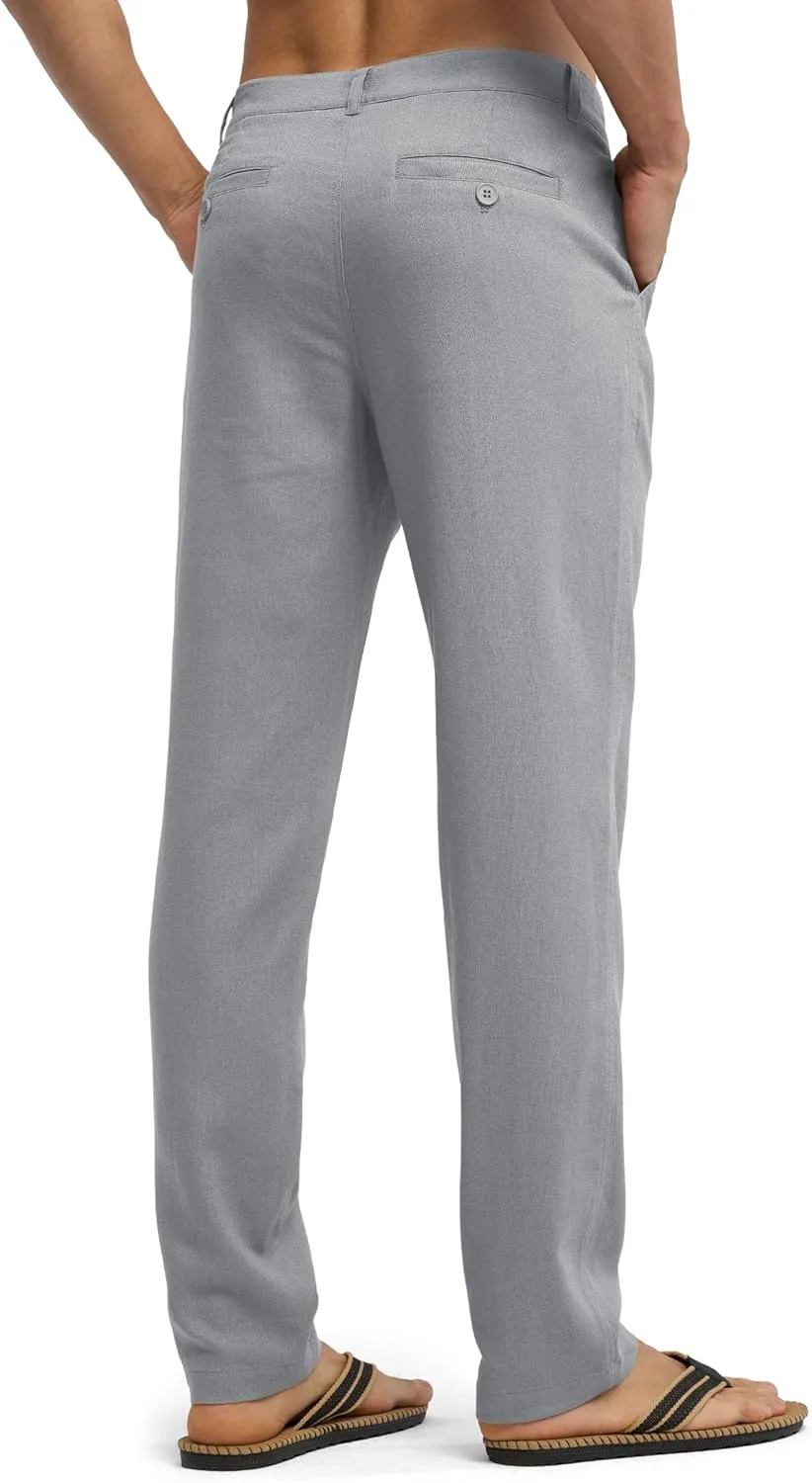 Willit Men's Linen Pants Casual Linen Dress Pants Beach Summer Lightweight Trousers 28" 30" 32"
