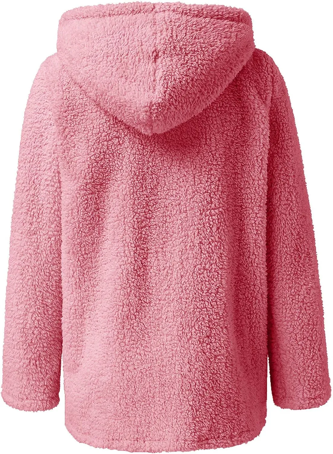 Women Fuzzy Fleece Zip Up Jacket Hooded Sherpa Lined Sweatshirt Casual Soft Fuzzy Shaggy Teddy Coat Fluffy Outerwear